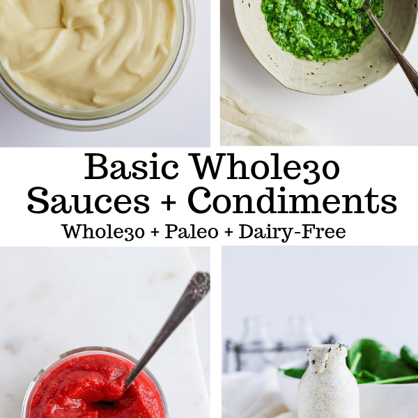Pinterest image for Whole30 sauces and condiments.
