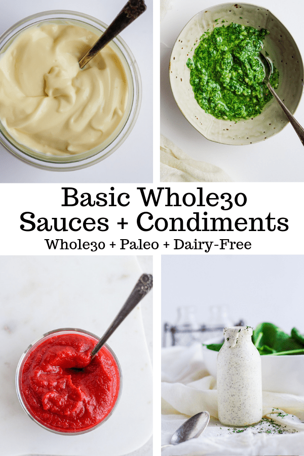 Pinterest image for Whole30 sauces and condiments.