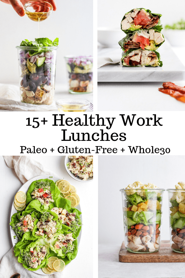 Pinterest image for 15+ healthy work lunches.